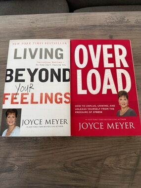 Joyce Meyer Living Beyond Your Feelings & Overload Book Set - White & Red